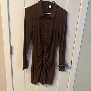 Brown collared button dress